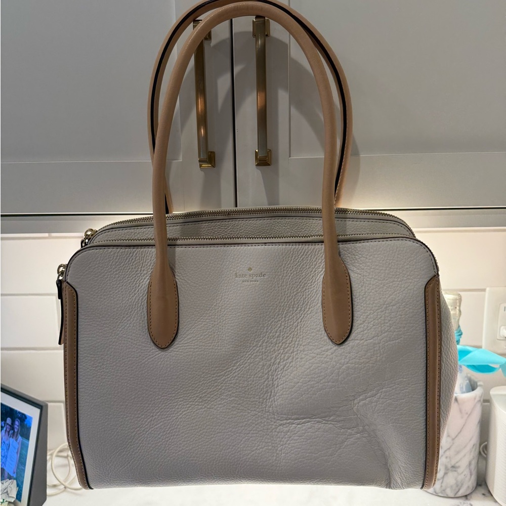 Kate Spade white and Tan Leather Tote Bag